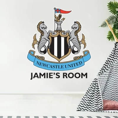 Image of Newcastle United Football Club Official Crest &amp; Personalised Name Wall Sticker Mural Decal (60cm)