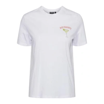 Image of PIECES Women&#039;s Pckilana Ss T Shirt Bc, Bright White/Print: Spicy Magarita, Large