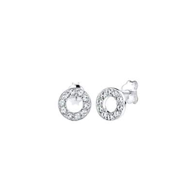 Image of Elli Earrings Circle Cut Out with Crystals in 925 Sterling Silver