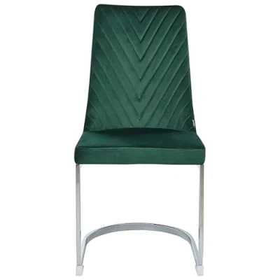 Image of Beliani Set of 2 Velvet Dining Chairs Armless High Back Cantilever Green Altoona