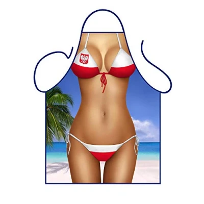 Image of Iconic Aprons Polish Flag Bikini Apron, Polyester, Multi Colour, 79 x 56 0.1 cm