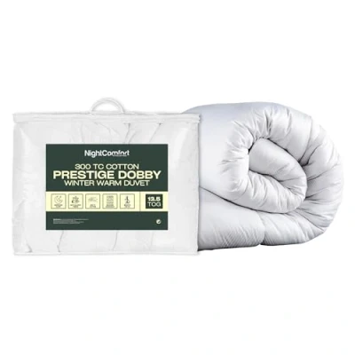 Image of Night Comfort Feels Like Down Duvet 100% Silk Organic Cotton Cover Hypoallergenic Feather &amp; Alternative Hollowfibre Filling (13.5 Tog Double)