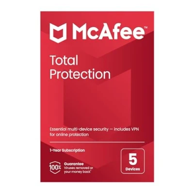 Image of McAfee Total Protection 2023 5 Devices Antivirus Internet Security Software Unlimited VPN 1 Year Subscription By Post