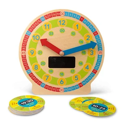 Image of Tobar 38064 Peluche Agneau Cat Wooden Learning Clock, Assorted Designs and Colours, Small