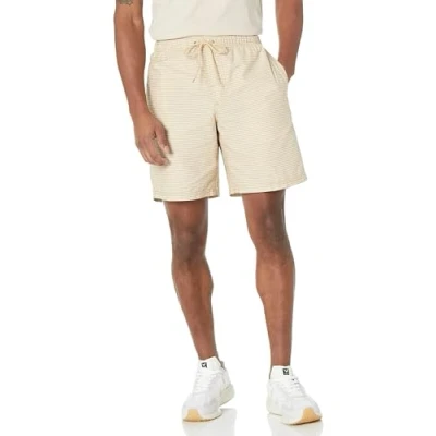 Image of Amazon Essentials Men&#039;s 8&quot; Inseam Relaxed Fit Drawstring Walk Short (Available in Plus Size), Khaki Brown White Stripes, S
