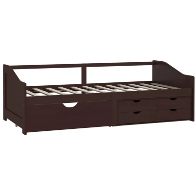 Image of vidaXL 3 Seater Day Bed without Mattress Dark Brown Solid Pinewood 90x200cm