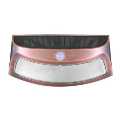 Image of PIR Motion Sensor Solar LED Wall Lamp Waterproof Outdoor Garden Fence Decor Pathway Light (Rose Gold,Cool White)