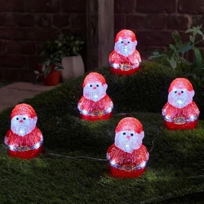 Image of Smart Garden Three Kings 14cm Acrylic Inlit Ice Santas Set Of 5 Light Up Christmas Decorations (2515039)