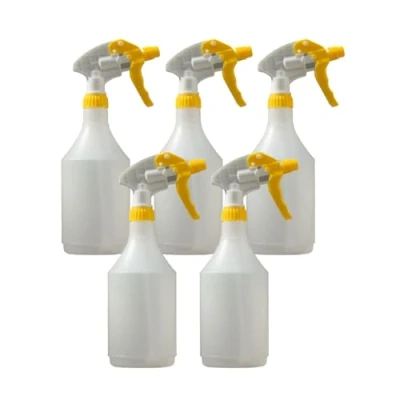 Image of Avern Large 750ML Spray Bottles Plastic (5 Pack) Yellow For Cleaning Solutions Gardening &amp; Home Use Plant, Water, Durable Trigger Sprayer, Refillable Mist Bottle Heavy Duty