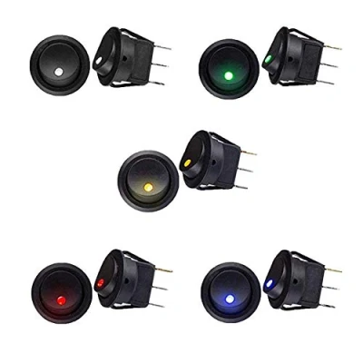 Image of Qiuyan 10pcs LED Illuminated Round 5 Color Rocker Switch Press Button On/Off 12v 25A Car Van Dash Light for Auto Boat Household Appliances