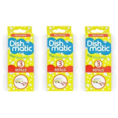 Image of 9 x Dishmatic Non Scratch White Refill Sponges Cleaning Scourer