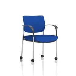 Image of Brunswick Deluxe Chrome Frame Back Seat Blue With Arms/Castors