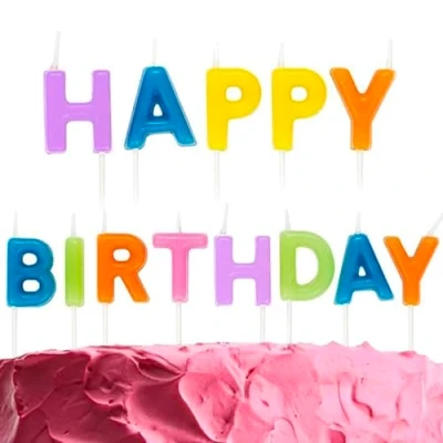 Image of Multicoloured Happy Birthday Candles, 13 Rainbow Lettered Candles on Cocktail Sticks, Perfect for Cakes, Classic Alphabet Adults and Kids