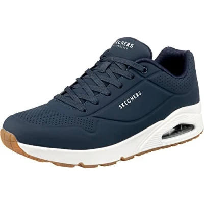Image of Skechers Men&#039;s Uno Stand on Air Sneaker, Navy Durabuck Trim, 9.5 UK