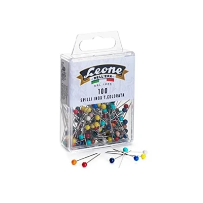 Image of Leone Dell&#039;Era 100 Stainless Steel Pins with Coloured Plastic Head (0.60 x 32) Leonecolor Made in Italy, Assorted Colours, mm Unit