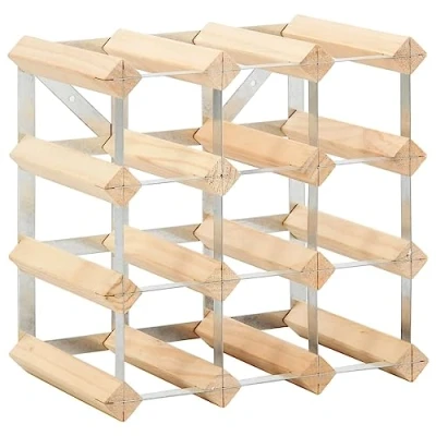Image of vidaXL Wine Rack 12 Bottles Bottle Holder Stand Cabinet Drink Organiser Storage Solid Pinewood Freestanding