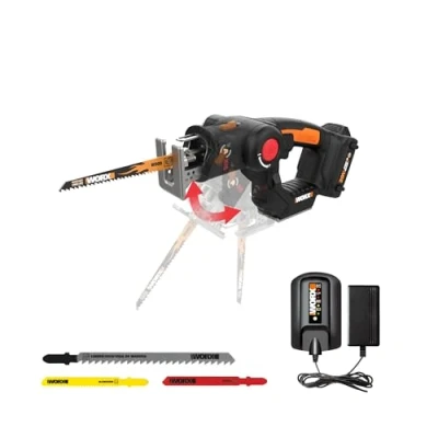 Image of Worx 20V AXIS 2 in 1 Cordless Reciprocating Saw &amp; Jig Saw, Orbital Cutting Pivoting Head Jigsaw Tool with Free Blade Change, Power Share WX550L Battery Charger Included