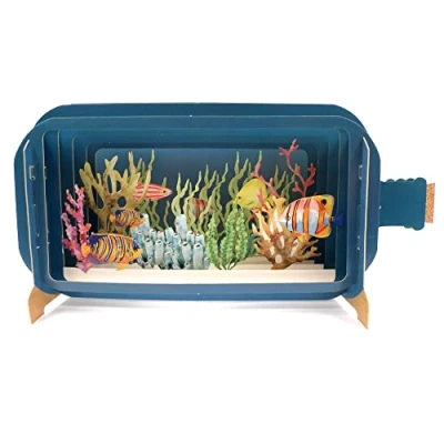 Image of Message in A Bottle 3D Pop Up Greeting Card Fishes