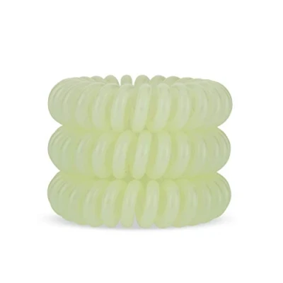 Image of Spirabobble Apple Pie Green Solid, Box of 3 Hair Bobbles Accessories for Women, Durable Ties, Spiral Ring Ponytails Suitable All Types