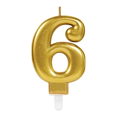 Image of (PKT) Adult Metallic Gold Candle Number 6