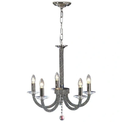 Image of Elena Ceiling Pendant Chandelier 5 Light Black Chrome, Crystal