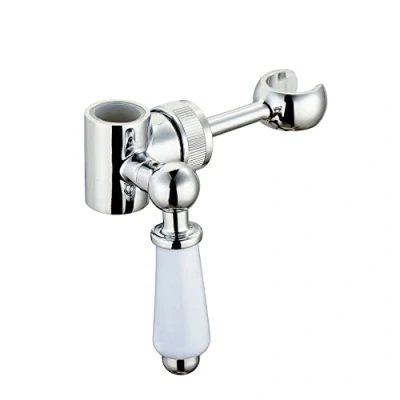 Image of ENKI B14 Hand Shower Bracket Round Slider Riser Column Rail 18mm Chrome White