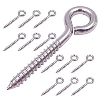 Image of ZUSFUL 12 Pack 304 Stainless Steel Screw Eyes, Heavy Duty in Eye Hooks Ring for Yoga, Swing Chair, Indoor &amp; Outdoor, Self Tapping, 3.2&quot;