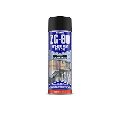 Image of (PACK OF 5) 500ml ZG 90 BLACK RAL9005 Anti Rust Zinc Galve Metal Paint