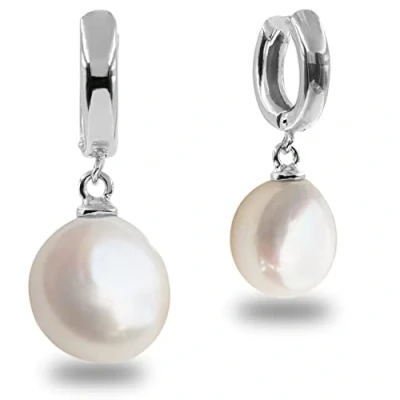 Image of Secret &amp; You Women Pearl Stud Earring Freshwater Cultured Baroque Shape Sterling Silver 925 Rhodiated.