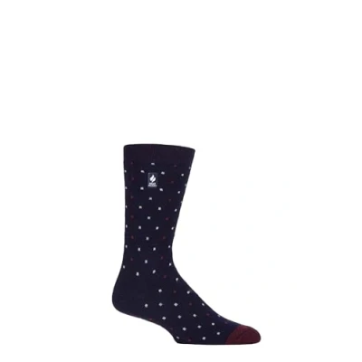 Image of Mens 1 Pair SOCKSHOP Heat Holders 1.0 TOG Ultralite Striped, Argyle and Patterned Socks Bursmer Micro Square Navy / Merlot 6 11