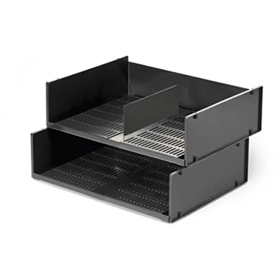 Image of Durable 1700784058 Optimo Letter Storage Tray Blue Angel, Set of 4, Anthracite DIN A3