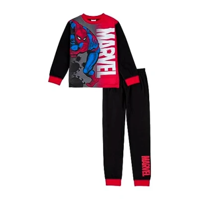 Image of Marvel Boys Spiderman Pyjamas, Spider Man Pjs Set, Official Gifts 7 8 Years Black