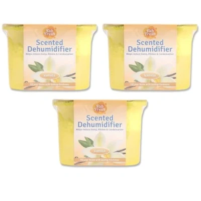 Image of Dehumidifier for Home Damp Kitchen Wardrobe Office Caravan Garage Bathroom Basement Air Purifier (White Box Vanilla Scent 500ml, 3 Pack)