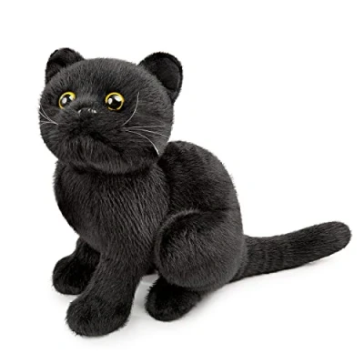 Image of lilizzhoumax Simulation Black Cat Plush Toy 28cm/11, Realistic Stuffed Animal Wild Animals, Cute Super Soft Home Decoration Toys, Gift for Kids