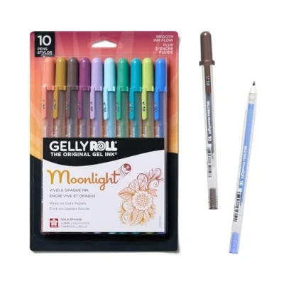 Image of SAKURA Gelly Roll Moonlight 10 Gel Pens Bold Ink Pen for Journaling, Art, or Drawing Assorted Earth &amp; Jewel Tone Line Pack