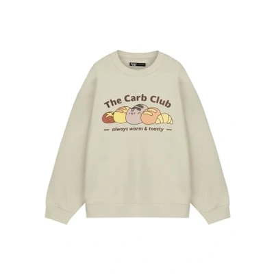 Image of Pusheen Carb Club Womens White Sweatshirt Cozy Lover Graphic Crewneck Cute Internet Cat Apparel Comfortable Pullover for Women Merchandise Gift Her