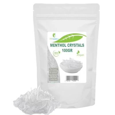 Image of Menthol Crystals 100 gr Cooling and freshening Effect, Used as Ingredient in Cosmetic Formulation, Sauna Accessories, Infusion, 100% Natural Mint Oil