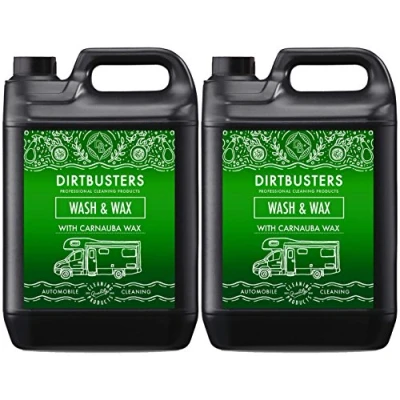 Image of Dirtbusters Caravan Cleaner Car Wash &amp; Wax, Concentrated Shampoo With Carnauba, For Exterior Cleaning Of Motorhomes, Campervans, Vans, Static Homes Vehicles (2x5L)