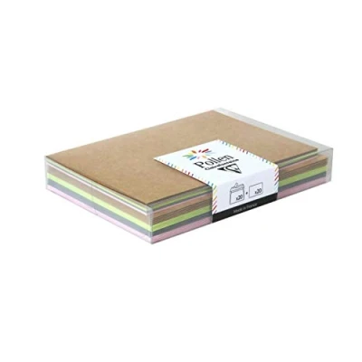 Image of Clairefontaine Ref 20901C Pollen Fantasy Boxes with Printed Cards &amp; Envelopes (Set of 20) 110 x 155mm in Size, Printer Compatible, Assorted Colours Nature