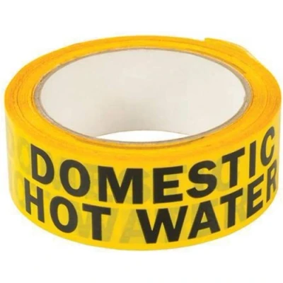 Image of Dickie Dyer DOMESTIC HOT WATER Identification Tape 38mm x 33m