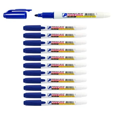 Image of CROWN WB505 Drywipe Pens Bullet Tip Pen Style Markers Pack Of 12 Dry Erase Ink Blue 2mm Line