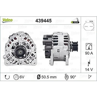 Image of 038903018RX, 38903018RX Generator VALEO NEW ORIGINAL PART 439445 14V 90A B+ R 90 51mm VOLKSWAGEN: Transporter 5, Polo IV Hatchback, 4