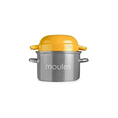 Image of IBILI Mussel pan, peach coloured, enamelled steel, suitable for induction, grey/yellow, 18 cm