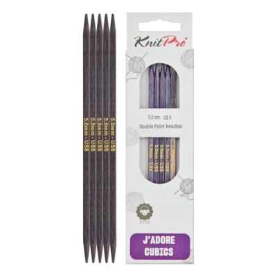Image of KnitPro J’Adore Cubics Double Pointed Knitting Needles Sets of 5 Wooden Pins for Socks Hats Mittens Short Round 15cm x 5.00mm