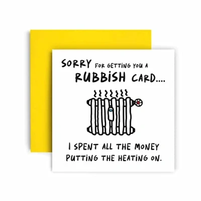 Image of Huxters Funny Birthday card Spent all the Money Turning Heating On Happy for him gifts from men Friend Gift Dad Brother Uncle Son 14.8cm (Heating)