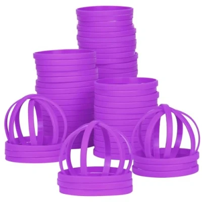 Image of LVNRIDS 50 PCS Silicone Wristbands Rubber Bracelets 7 inch Length Sports Elastic Wristband Bracelet Bulk Gifts for Boys Girls Teacher Student Party Purple