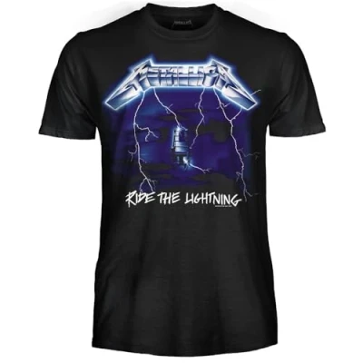 Image of Metallica T Shirt Ride The Lightning. Official Rock Shirt. Band Heavy Metal. Unisex Adult Boy Jersey, Lightning, M