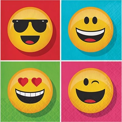 Image of Creative Converting 322171 Show Your Emojions 16 Count Paper Lunch Napkins, Tissue