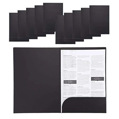 Image of 10Pack A4 Paper File Folder Black Foolscap Wallet Business Report Holder Portfolio Document Display Book Project Kraft Paperwork Organizer for Office School