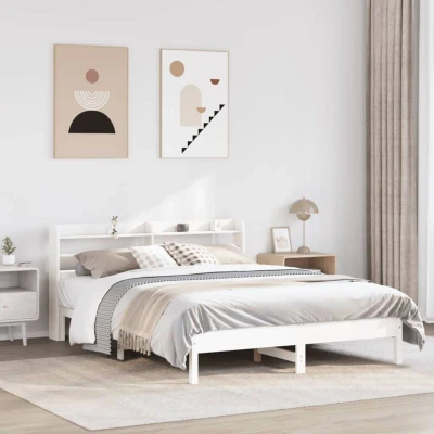 Image of Vidaxl Bed Frame without Mattress White 150x200 cm King Size Solid Wood Pine